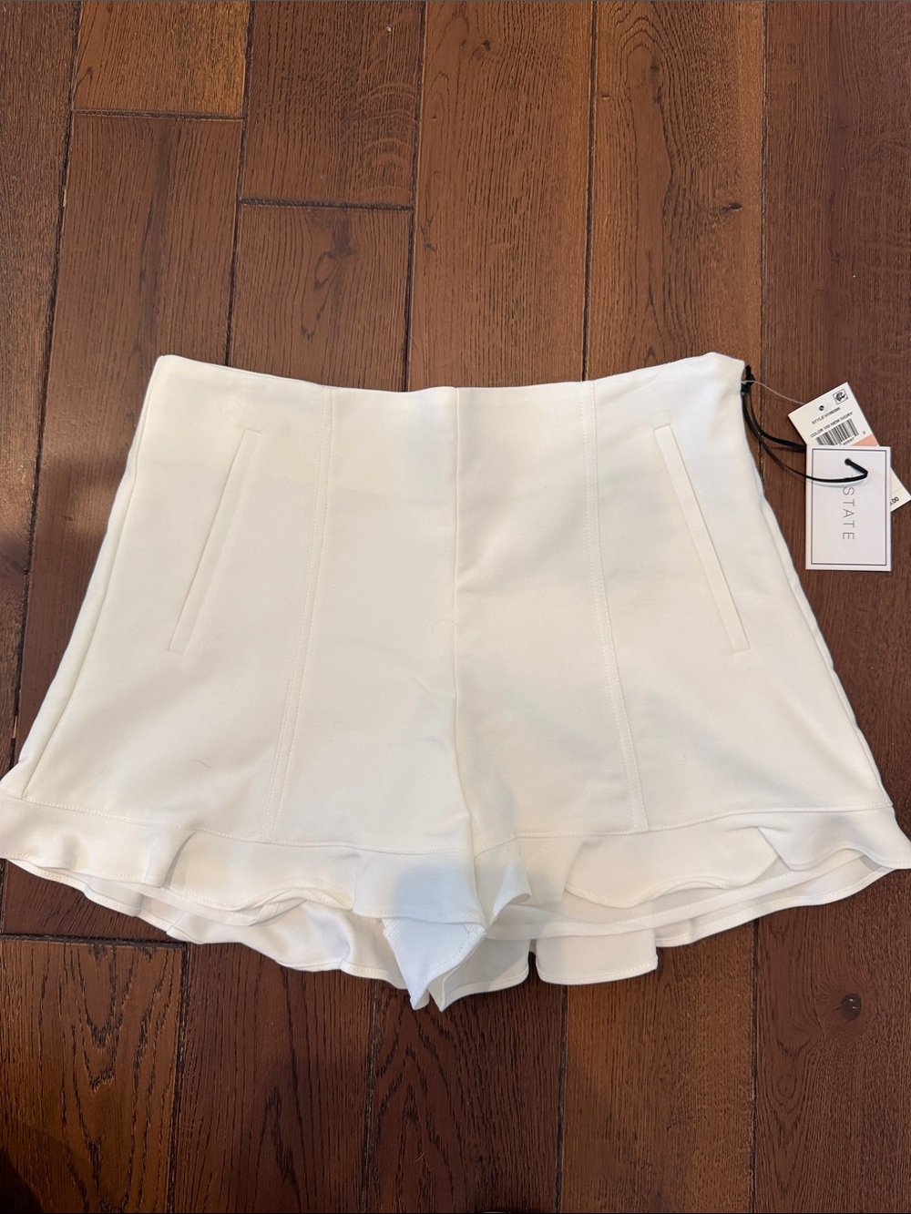 STATE White Ruffle-Hem High-Waist Women's Shorts